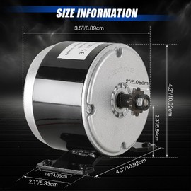 MYFULLY 24V DC 250W Brushed Permanent Magnet Electric Motor Generator Small Electric Scooter DC Motor 2550RPM for Electric Scooter Drive Speed Control, E-Bike, Wind Turbine PMA Generator (250, Watts)