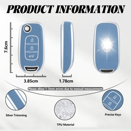 TOOMUME Key Case TPU Car Key Case Suitable for Renault Kangoo 3 Twingo 3 Megane 4 Trafic 4 Clio 5 Captur Dacia Sandero Stepway Duster, Key Cover Protection Key Case - Flip Key