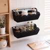 2 Pack Adhesive Plastic Wicker Hanging Storage Basket Scalloped Edge,Black