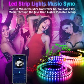REEMEER 100ft Led Lights for Bedroom, Led Strip Lights Music Sync Color Changing Led Lights W/App Control and Remote, Led Light Strips Used for Party, Home Decoration