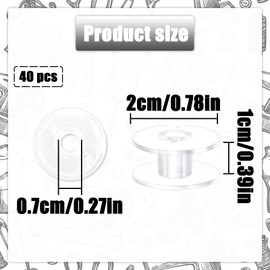 NILLOS Plastic Bobbins, 40 PCS Transparent Bobbins for Most Sewing Machines (2 cm/0.78 in)