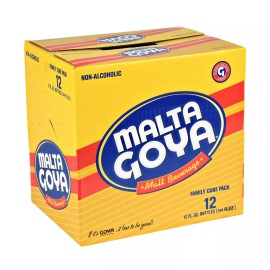 Goya Malta 12 12oz glass bottles Family Pack Box Free Ship