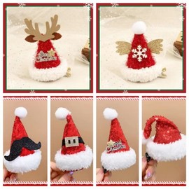 Christmas Hairpin & Sequin Hat Pin - Kids' Santa Hat Holiday Decoration Hair Snowflake Velvet Hat Clip 20ea