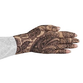 Lymphedivas Black Paisley Medical Graduated Compression Glove for Lymphedema (20-30 mmHg Small)