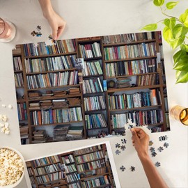 Lantern Press 1000 Piece Jigsaw Puzzle, Old Wooden Bookcase with Many Books, Photography
