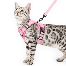 pangdi Cat Harness and Leash Set Escape Proof Tactical Small Kitten Harness Emotional Support Cat Vest, Pink, S