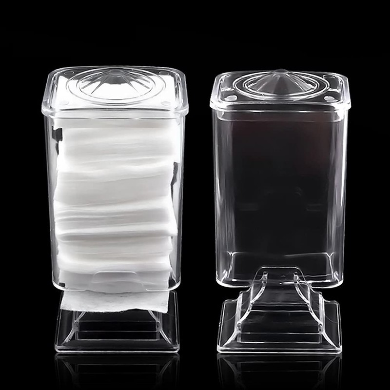 Teensery Transparent Acrylic Cosmetic Cotton Pad Holder Box Makeup Nail