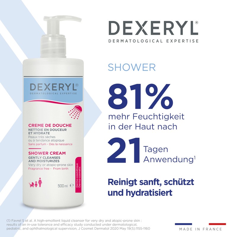 DEXERYL Shower 500 ml: Gentle cleansing for dry skin prone