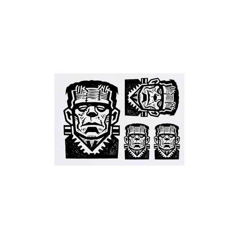 4 x 'Frankenstein's Monster' Temporary Tattoos - Water Resistant, Skin-Safe,