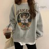 Oversized Women's Fleece-Lined Long Sleeve Sweatshirt Women's Gray