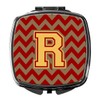 Caroline's Treasures Letter R Chevron Garnet and Gold Compact Travel Mirrors, Multicolor