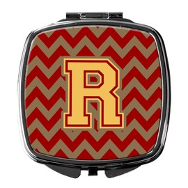 Caroline's Treasures Letter R Chevron Garnet and Gold Compact Travel Mirrors, Multicolor