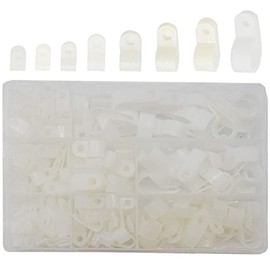 Ruidee Pack of 160 Cable Clamps Nylon R Clips Screw Fastening Cable Clamps for Cable Management (White/RXJ)