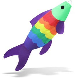 Anley 40-Inch Carp Windsock - Rainbow Koi Gold Fish Wind Streamer - Japanese Cartoon Flag for Garden, Backyard Décor