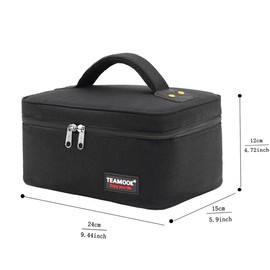TEAMOOK Small Lunch Bag Mini Lunch Box Insulated Portable for Adults Men Women Work With Metal Rivets 4.2L Solid Black