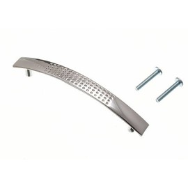 2 x DIMPLED D Shape Cupboard Drawer Handles 96MM Chromed Metal + Screws