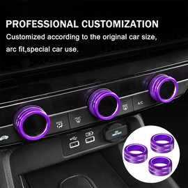 SENSHINE Air Conditioning, Vent Knob Cover for Honda Civic Accessories 2022 2023 2024 2025 for Honda CRV 2023 2024 2025 Start/Stop Push Button Ring, Control Knob Button, Vent Lever Trim 10Pcs(Purple)