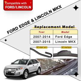 RAINTOK Windshield Wiper Blades Replacement for 2007-2014 Ford Edge Original Factory Quality Front Rear Wipers Blade Set for My Car - 26" 20" 14" (Pack of 3)