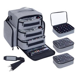 UOZL Nail Polish Organizer Storage Box, Holds 90 Bottles of Nail Polish, Portable Travel Case with 3 Separate Storage Bags, Can Be Used for Nail Art Supplies, Manicurists, etc Grey