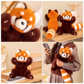 WANXINZHIQU Red Panda Plush Toy Cute Standing Stuffed Animal for Anxiety Raccoon Plush Toy Birthday Gifts for Kids Girls Boys