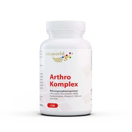 Vita World Arthro Joint Complex 120 Capsules Vegan Joint Glucosamine, MSM, Hyaluronic Acid, Lysine Vegan Made in Germany with Analysis Certificate
