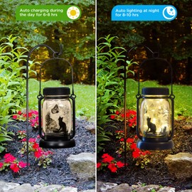 Cat Butterfly Solar Light, Fairy Lantern Garden Lights, jar Bottle Light, Solar Lanterns Outdoor Garden Decor, mom Gift, Grandma Gift, Gifts for Mother