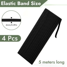 Elastic Band, Black, 6 mm Wide, 5 m Rubber Bands for Sewing, Strong Flat Rubber Band, Elastic Band for Household, DIY, Crafts, Fabrics for Sewing