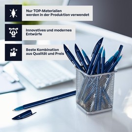 UNOMAX Eeco Blue Barrel High-Quality Ballpoint Pen Set - Ballpoint Pen 50 Pieces 0.7 mm - Essential Office Gadgets & School Accessories - Durable Pen Set for Study Essentials