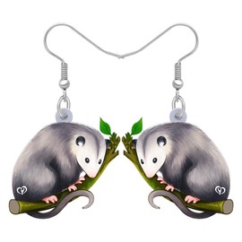 TIZURO TIZURO Acrylic Cute Opossum Earrings Weird Mouse Animals Dangle Novelty Jewellery for Women Opossum Lovers Gifts, Acrylic Stainless Steel, No Gemstone