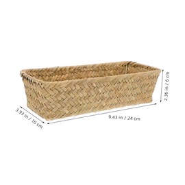 Hohopeti 2Pcs Handwoven Storage Basket Decorative Sundries Basket for Organizing Cosmetics Compact Neutral Color for Desktop and Home Decor for Spaces