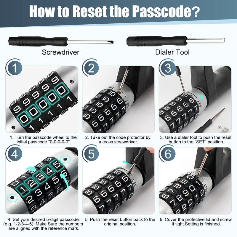 5 Digital Combination Car Steering Wheel Lock, LAMA Password Code