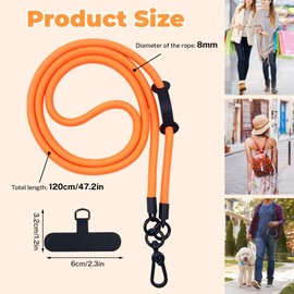 Cellphone Phone Lanyard Strap Wrist Lanyard Universal Adjustable Detachable Nylon Crossbody Neck Strap with Hook (Orange)
