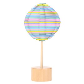 Wood Spin, Wooden Rotating Lollipop Funny Stress Rotary Relief Decompression Toy for Home Decor, Colorful Wood Wand Stress Relief Toy Rotating Lollipop Art Decoration (Macaron