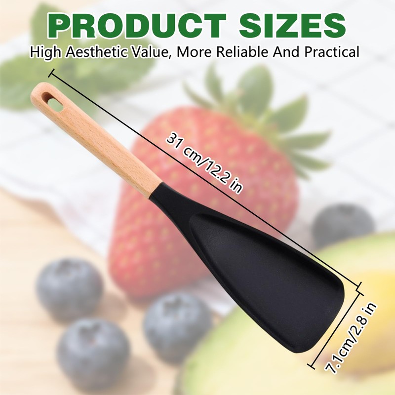 2 Pcs Cooking Spoon for Nonstick Cookwares, Cedar and Ash