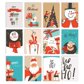 Better Office Products Christmas Holiday Greeting Card Set, 100 Pack, 4 x 6 Inch, 12 Assorted Custom Illustrative Designs, Blank Inside, Complete with Envelopes, 100 Christmas Cards Set