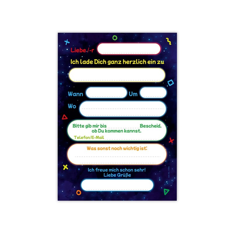 Minkocards 12 Invitation Cards Children's Birthday Boy Gamer Party Including