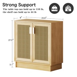 PROXRACER Sideboard Buffets Storage Cabinet, Boho Rattan Accent Cabinet with Doors, Farmhouse Buffet Table Console Table Coffee Bar Cabinet for Entryway Kitchen Dining Room,Classic Rattan