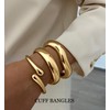 Chunky Gold Bangle Bracelets for Women, Trendy Gold Cuff Stackable
