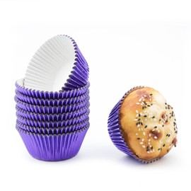 Gifbera Purple Foil Cupcake Liners - Standard Size Metallic Muffin Baking Cups/Cases, 200-Count