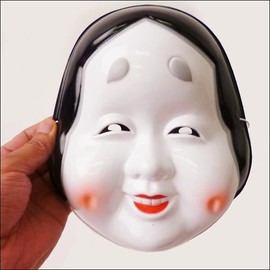 Mask Okame 6154 Approx. H 9.1 inches (23 cm) / Loach Scoop, Ennichi Bon Odori Ichigi Ichigeki Hidden Art Hyottoko