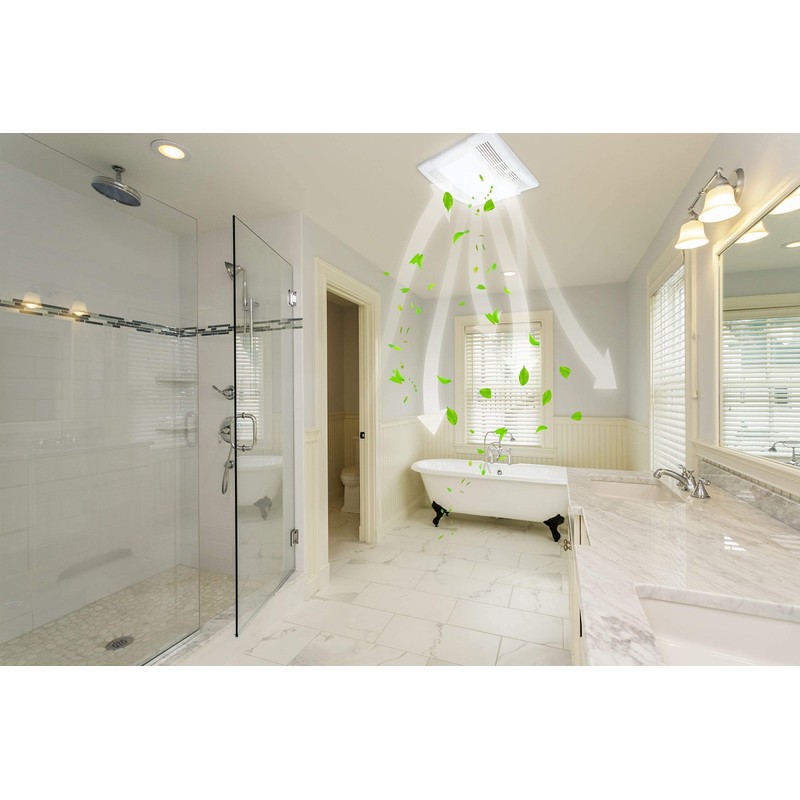 Akicon Bathroom Fan with Light Ultra Quiet 90CFM 1.5Sone Ventilation