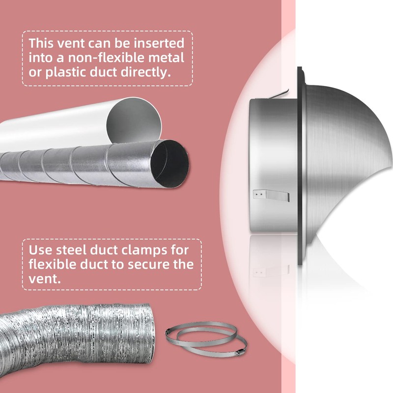 WeCooper 304 Stainless Steel Air Vent 150mm, Round Bull Nosed