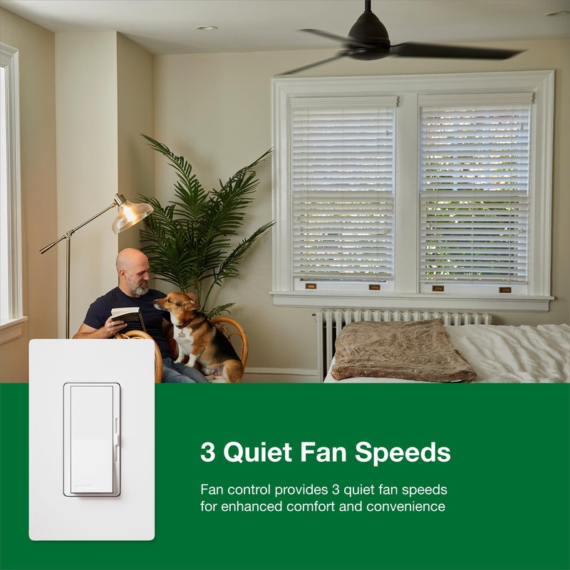 Lutron Diva 3-Speed Fan Control, Single-Pole/3-Way, DVFSQ-F-GR, Gray