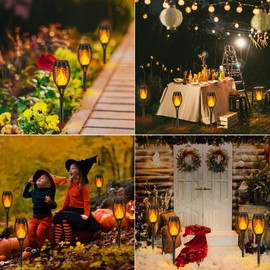 10Pack Solar Lights Outdoor, Solar Torch Lights Outdoor Flickering Flame for Halloween Decorations, Waterproof Garden Light Solar Powered , Torches Flame Light for Outside Halloween Decor Yard Garden