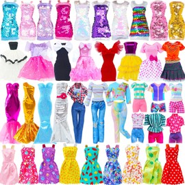 QBPKQY 11 Pcs Doll Clothes Including Evening Fishtail Dress Shiny Sequined Slip Dress Fashionable Short Skirt Casual Outfits Top and Pants for 11.5 inch Girl Doll (No Doll)