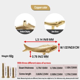 JSBWSFA 2PCS Goldfish Cabinet Knobs, Animal Knobs Gold Cabinets and Drawers Knob for Cupboard Gold Drawer Knob Metal Dresser Handle Bedroom Living Room Bathroom (Fish)