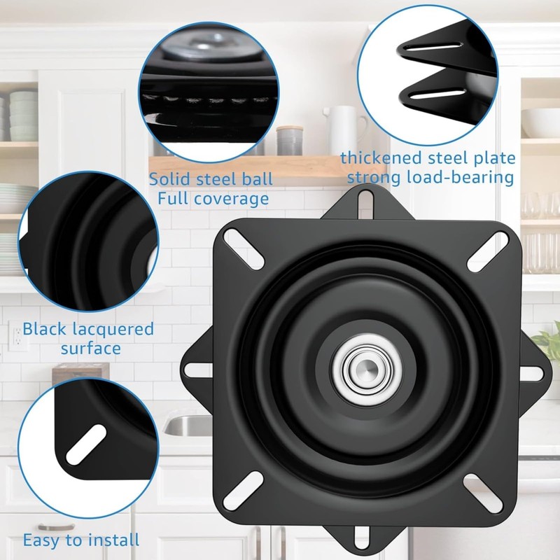 7inch Heavy-Duty Bar Stool Rotating Base Replacement, 360 ° Square