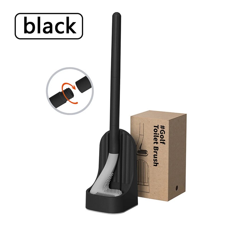 Wall-Mounted Toilet Brush with Base – Soft Rubber Cleaning Head