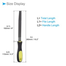 CoCud Half Round File, | 6 Inch File Length |, High Carbon Steel Medium Cut File Hand Rasp with Anti-Slip Grip Handle - (Applications: for Shaping Metal Wood Plastic), 1-Piece