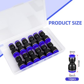 AOOWU 12-Piece 8-10 mm Pneumatic Quick Push-in Connection Kit for Air Hoses, Pneumatic Connection Pipe Reducer, Push to Connect Straight Reducer for Connecting Fittings